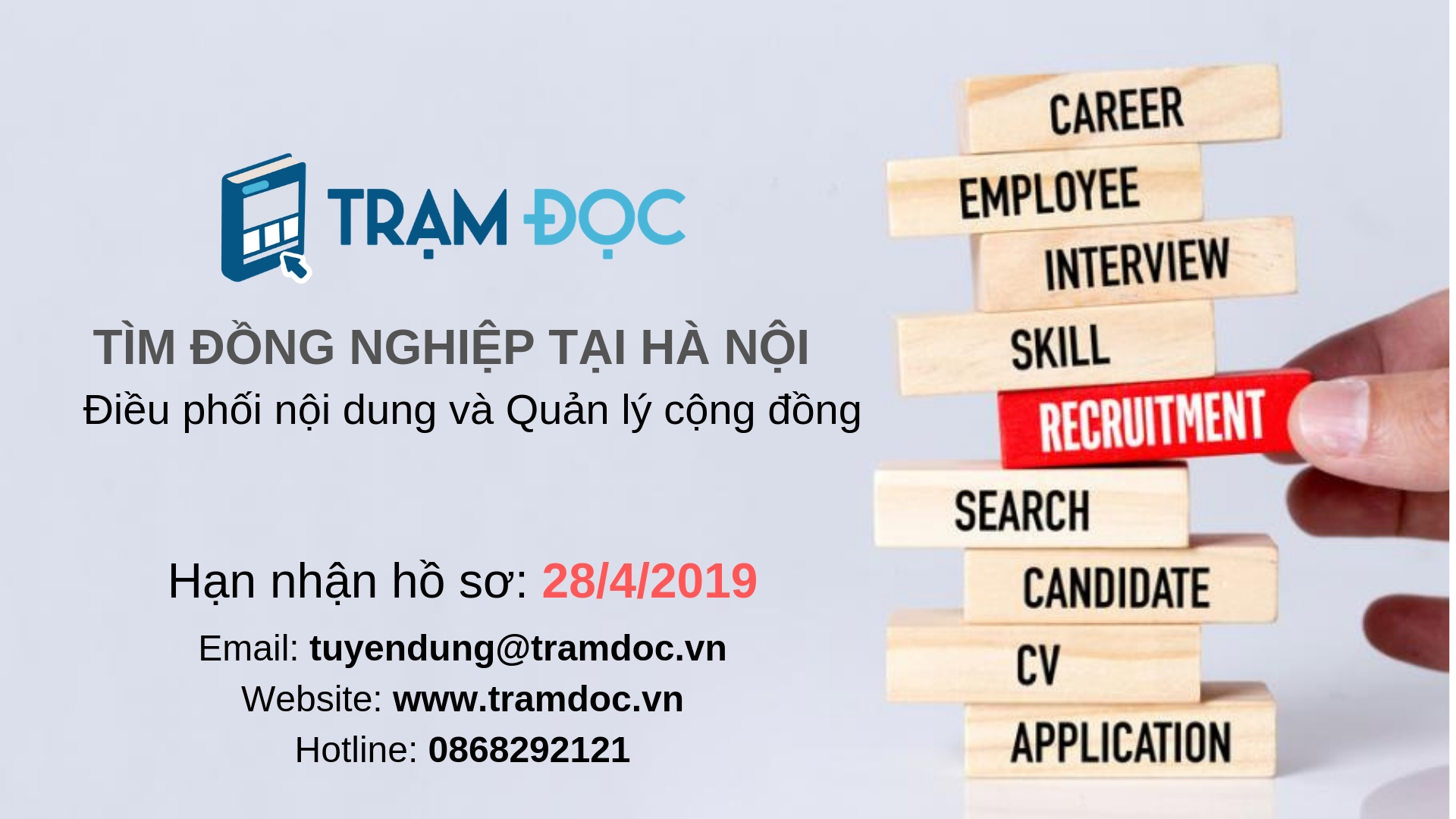 Trạm Đọc tìm đồng nghiệp tại Hà Nội [Nhận CV đến hết ngày 28/4]