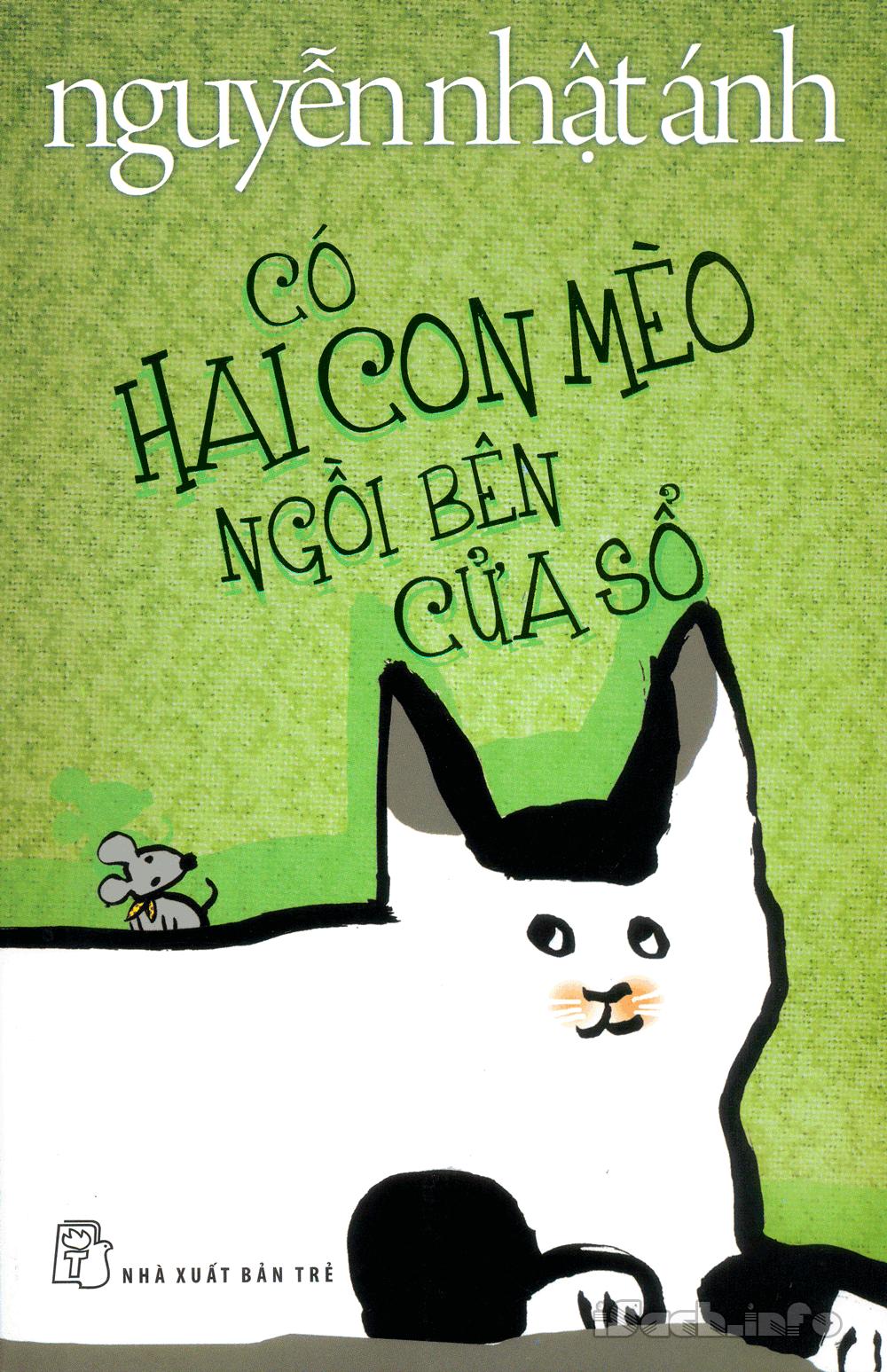 Có hai con mèo ngồi bên cửa sổ 