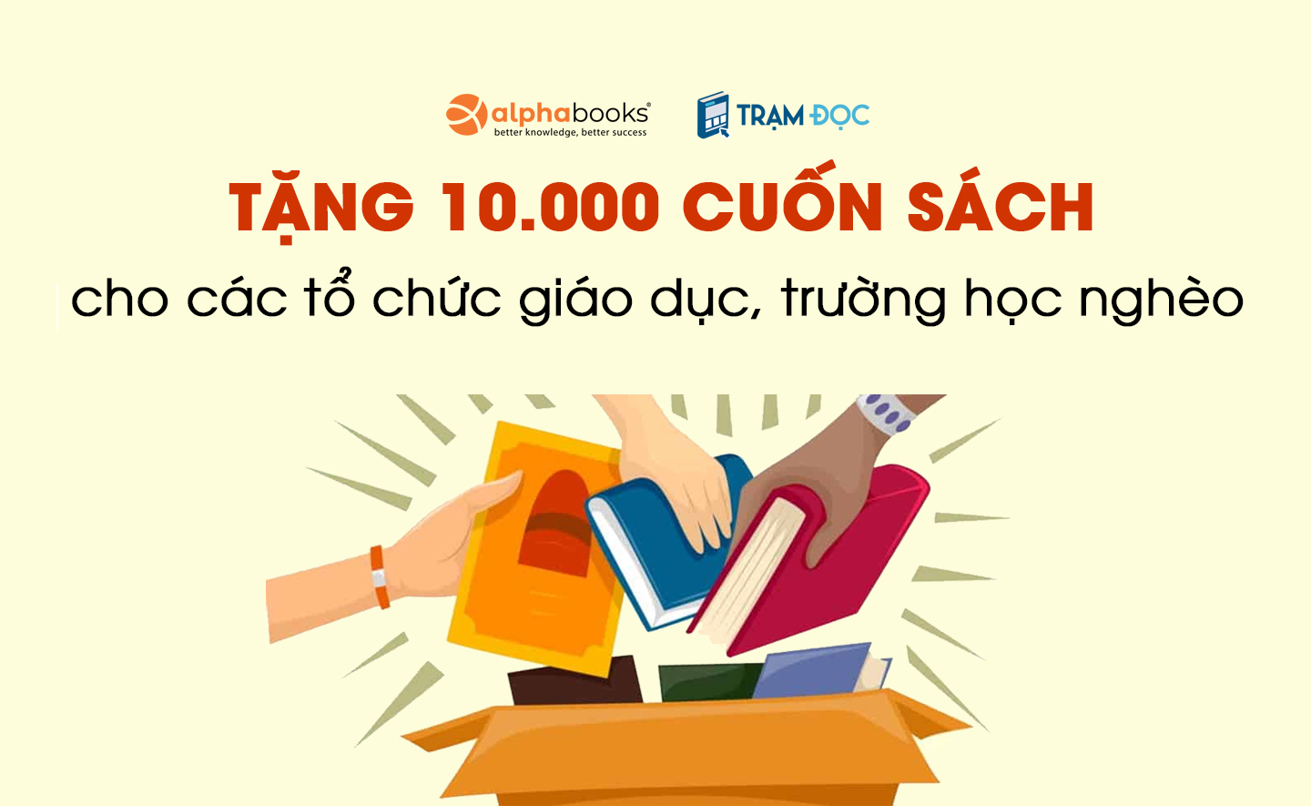 Alpha Books & Trạm đọc tặng 10.000 cuốn sách cho các tổ chức giáo dục, trường học nghèo