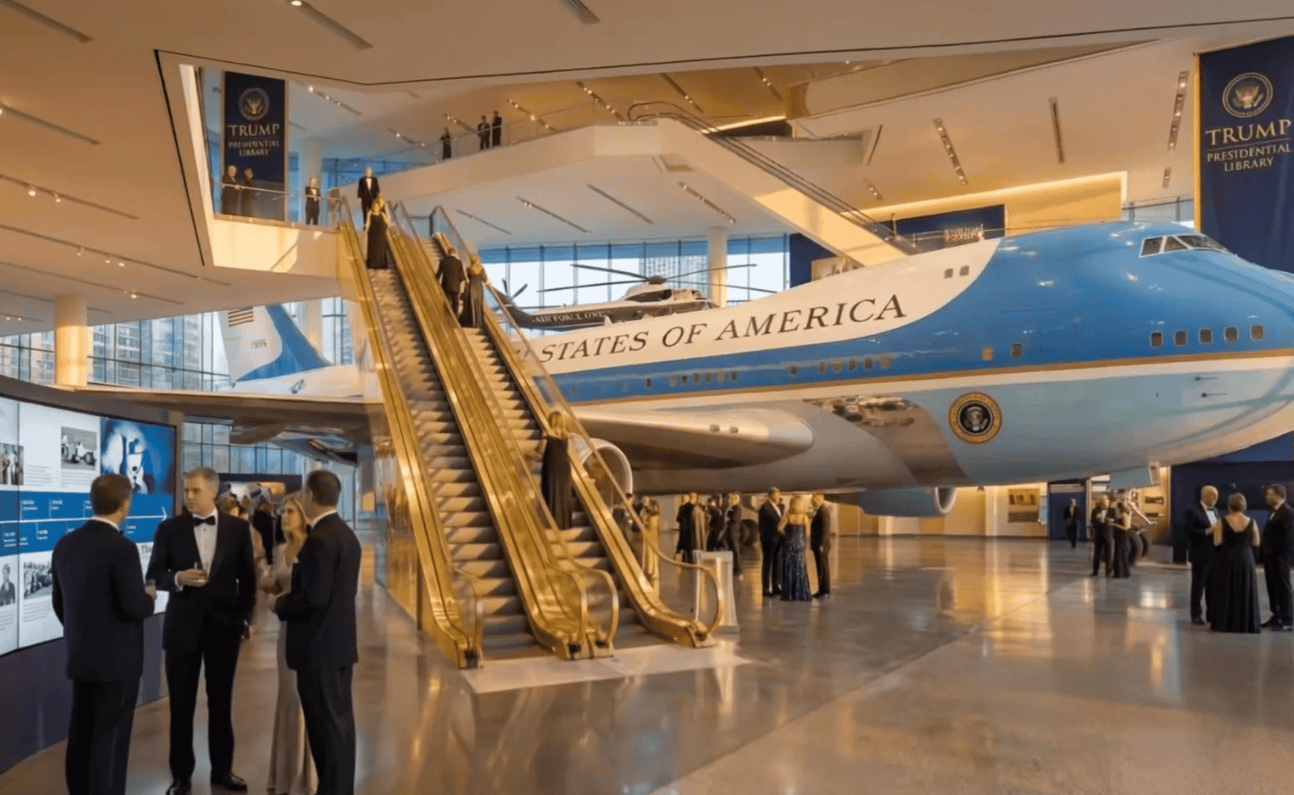 Ông Trump sẽ đặt máy bay trong sảnh thư viện tổng thống